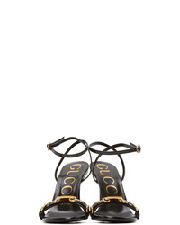 Gucci Black Horsebit Chain Heeled Sandals