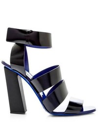Proenza Schouler Black Leather High Heel Sandals With Blue Sole Blue