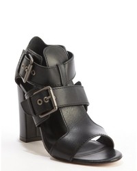 Modern Vintage Black Leather Strappy Germaine Heel Sandals