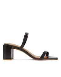 By Far Black Leather Tanya Heeled Sandals