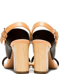 Veronique Branquinho Black Nude Leather Heeled Sandals