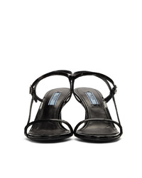 Prada Black Shiny Heeled Sandals