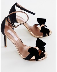 Ted Baker Black Sparkling Bow Detail Barely There Heeled Sandals