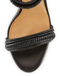 L.A.M.B. Braided Leather High Heel Sandal Black