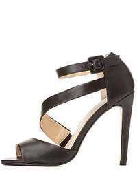 Charlotte Russe Anne Michelle Curved Strappy Peep Toe Heels