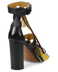 Chloé Chloe Miki Tassel Leather Block Heel Sandals