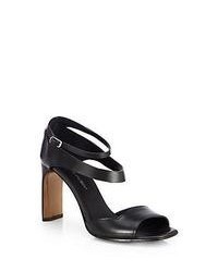 Costume National Leather Double Strap Sandals Black