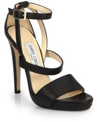 Jimmy Choo Discus Strappy Leather Platform Sandals
