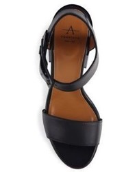 Aquatalia Fredia Leather Block Heel Sandals