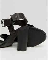 G Star G Star Claro Black Leather Heeled Sandals