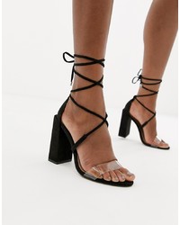 ASOS DESIGN Hadley Barely There Heeled Sandalsclear