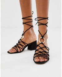 ASOS DESIGN Harvey Knotted Ring Detail Block Heeled Sandals