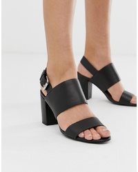 Other Stories Heeled Slingback Leather Sandals In Black