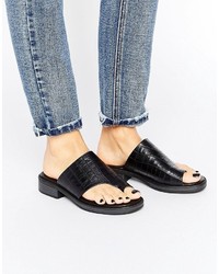 Vagabond Ivy Black Leather Mule Heeled Sandals