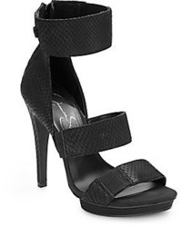 Jessica Simpson Fransi Embossed Leather Strappy Sandals