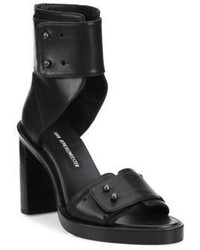 Ann Demeulemeester Leather Ankle Cuff Block Heel Sandals