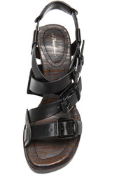3.1 Phillip Lim Leather Strapped Heel Sandals In Black