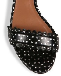 Tabitha Simmons Leticia Perforated Leather Block Heel Sandals