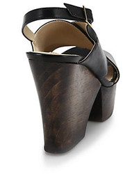 Diane von Furstenberg Liberty Wooden Heel Leather Sandals