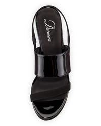 Delman Malia Patent Mid Heel Sandal Black