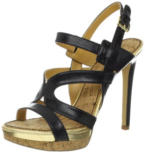 Black Leather Heeled Sandals: Nine West Breezin Platform Sandal ...