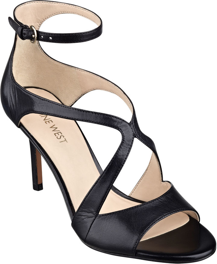 Nine West Womens Ankle Strap Block Heel Sandals Black Patent Leather S -  Shop Linda's Stuff
