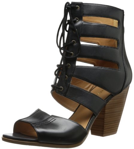 Black Leather Heeled Sandals: Nine West Highland Leather Dress Sandal