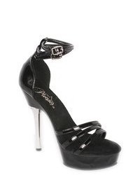 Pleaser Allure Black Patent Ankle Strap Stiletto Sandals