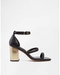 Senso Robbie Black Leather Barely There Heeled Sandals