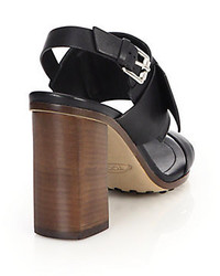 Tod's Stacked Heel Leather Sandals