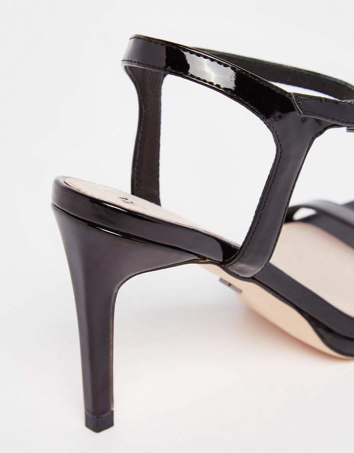 Quiz Wide Fit Black Diamante Heeled Sandals | very.co.uk