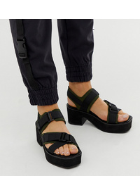 ASOS DESIGN Wide Fit Ward Ed Sandals In Khaki And Black