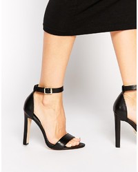 Windsor Smith Desiree Black Leather Barely There Heeled Sandals