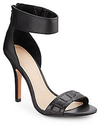 Saks Fifth Avenue Yasmin Croc Embossed Leather High Heel Sandals