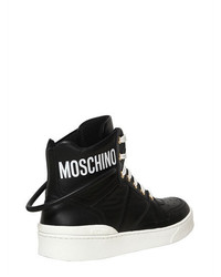 Moschino 20mm Leather Logo High Top Sneakers