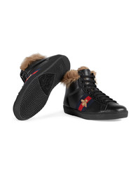 Gucci Ace High Top Sneaker With Fur