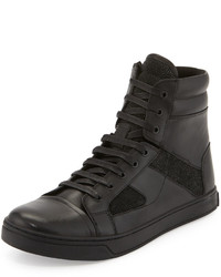 Kenneth Cole All About Swag Leather High Top Sneaker Black