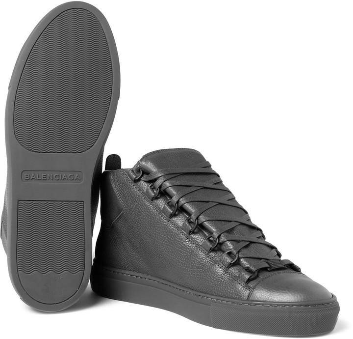 balenciaga arena black full grain leather high top sneakers