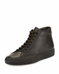 Common Projects Basic Leather High Top Sneakers Black