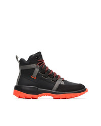 Camper Lab Black And Orange Helix Leather High Top Sneakers