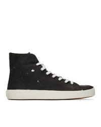 Maison Margiela Black And Silver Tabi High Top Sneakers