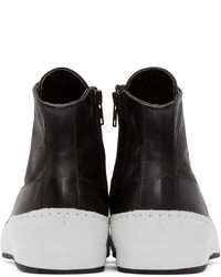 Nude:mm Black And White Leather High Top Sneakers