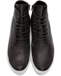 Nude:mm Black And White Leather High Top Sneakers