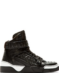 Givenchy Black Basketwoven Leather Tyson High Top Sneakers