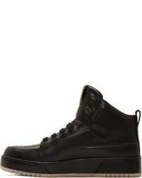 3.1 Phillip Lim Black Buffed Leather High Top Sneakers