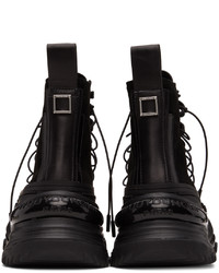 Wooyoungmi Black Double Lace Up High Top Sneakers