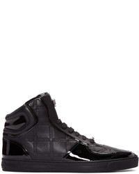 Versace Black Greek Key High Top Sneakers