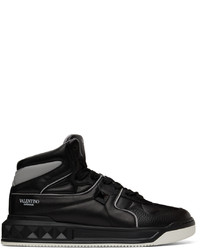 Valentino Garavani Black Grey Nappa One Stud Sneakers