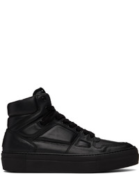 AMI Alexandre Mattiussi Black Leather Ami De Cur High Top Sneakers