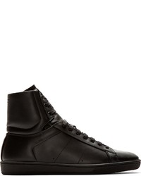 Saint Laurent Black Leather Court Classic High Top Sneakers